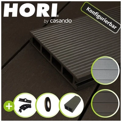 HORI WPC Terrassendielen Set Kuba grau Hohlkammer inkl. UK + Clips & Zubehör - Bild 1 von 3