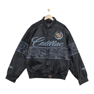 Vintage Jh Design Cadillac Leather Jacket Mens Size XL Black Embroidered - Picture 1 of 14