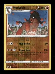 Holograma inverso Mudsdale raro SWSH04: voltaje vívido 097/185 casi nuevo Pokémon LP - Imagen 1 de 2