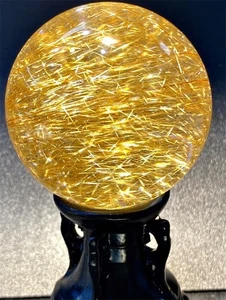 Bola de cristal curativo Reiki esfera de cuarzo rutilado dorado natural 54 mm AAAAA+ - Imagen 1 de 9