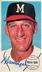 BASEBALL SIGNED / AUTOGRAPH PHOTO CARD: HOF MILWAUKEE BRAVES, WARREN SPAHN - Picture 1 of 1