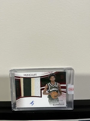 2024-25 Panini Immaculate AJ Johnson #PPA-AJJ novato RPA/15 en tarjeta automática Foto 1 de 3