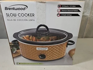 Brentwood 3,5 Quart/3,3 Liter Premium Diamantmuster Schongarer (braun) Neu - Bild 1 von 6