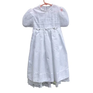 Vtg Bonnie Jean Girls Dress Y 6 White Lace Communion Baptism Graduation Wedding - Picture 1 of 14