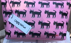 Marc Tetro schwarze Katze Kosmetik Make-up Tasche Clutch Kätzchen Print rosa neu mit Etikett - Bild 1 von 13