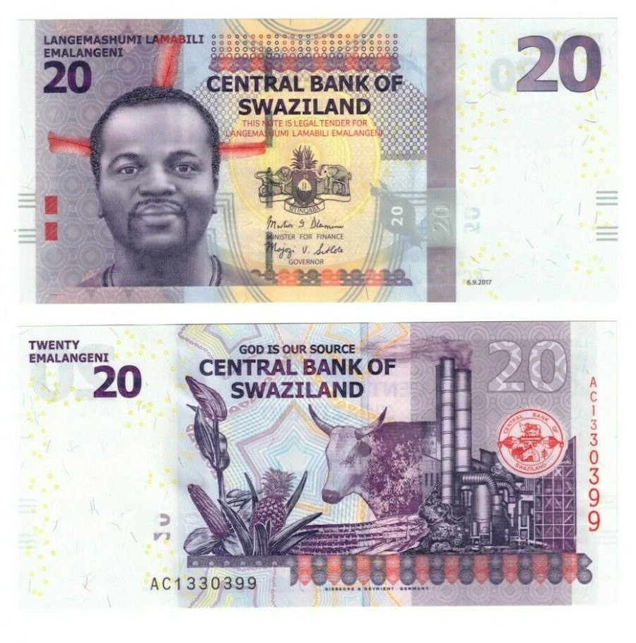 2017 Eswatini Swaziland Banknote P37c 20 Emalangeni UNC  - Image 1 of 1