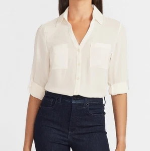 NUEVO CON ETIQUETAS Camisa Express The Portofino Calce Ajustado Abotonable Tab Mangas Marfil Talla SP - Imagen 1 de 6
