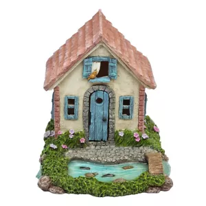 Riverside Cottage Fairy House with opening door and river bridge garden decor - Picture 1 of 4
