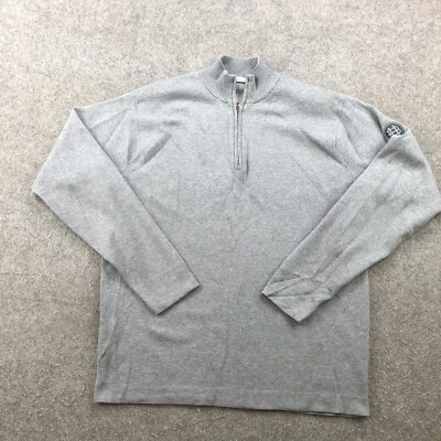 Peter Millar 毛衣男式中号灰色 1/4 拉链皇冠舒适高尔夫套衫模拟 — 第 1/4 张图片