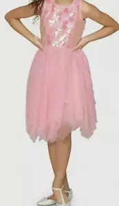 NWT Justice Girls Pink Sequin Tulle Dress Size 16 (A8) - Picture 1 of 6