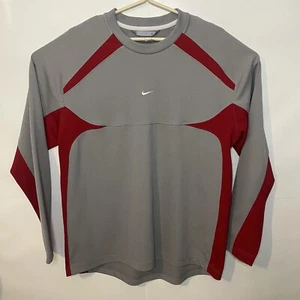 Vintage Men’s Nike Center Swoosh Baseball Warmup LS Shirt Jersey Grey XL - Picture 1 of 6