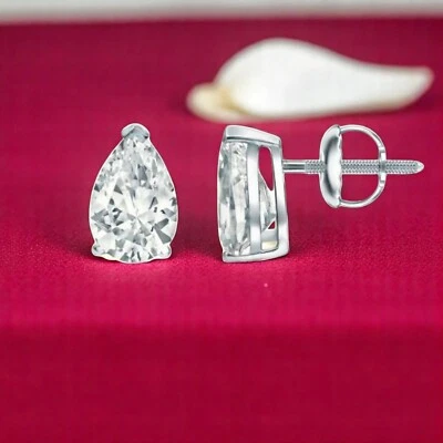 GIA 认证 0.60 克拉 F/VS1 梨形钻石耳钉 18K 白金 — 第 1/3 张图片
