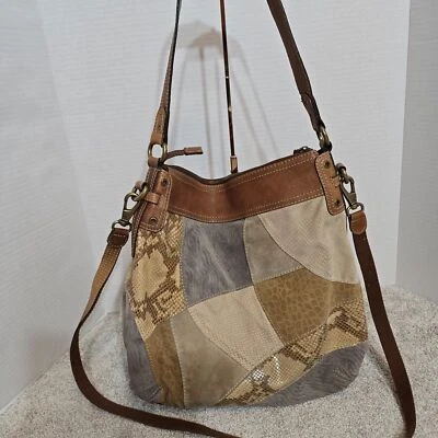 Bolso de mano retro vintage Fossil patchwork cuero genuino boho Foto 1 de 4