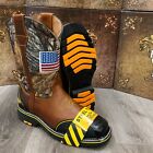 Men's Square Steel Toe Work Boots Genuine Soft Leather Cowboy Pull On Botas
