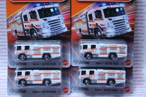 2025 Matchbox LOT OF 4 white SCANIA P 360 FIRE ENGINE16/125 FREE SHIP - Picture 1 of 9