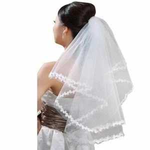 Bridal Veils Lace Flower Edge Chapel length Wedding Dresses Veil Bridal Gown - Picture 1 of 1