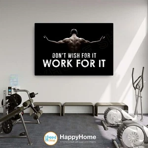 Work For It Wall Art Home Gym Decor Workout Room Fitness Quote Print Art -P600 - Picture 1 of 16