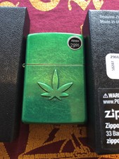Zippo Stamped Marijuana Leaf Cannabis Weed NIB New In Box Lighter Stamped In Cas