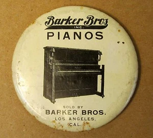 1920's or older BARKER BROS. PIANOS Los Angeles advertising pocket mirror - Picture 1 of 3