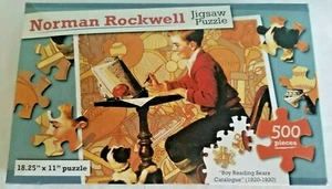 Norman Rockwell Jigsaw Puzzle 500 Pieces 18.25"X11" Boy Reading Sears Catalogue - Picture 1 of 3