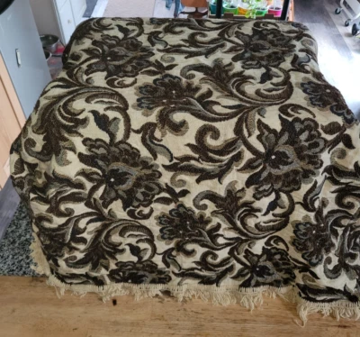 Homemade Ottoman Slipcover Footstool Cover w/ Fringe Upholstery Fabric 18x28x15 - Image 1 of 4