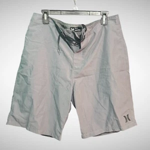 Hurley Shorts Mens 34 Solid Gray Swim Trunks Draw String Board Shorts Pre Owned  - Picture 1 of 8