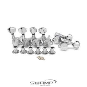 Cabezales de máquina sintonizador de bloqueo SWAMP 6 en línea - Cromo - para Strats y Telescopios - Imagen 1 de 5