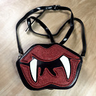 Vampire Fangs Purse Red Lips Crossbody Handbag Halloween Purse Goth