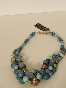 NWT Carolee Multi layer Blue And Gold 20" Necklace - Picture 1 of 4