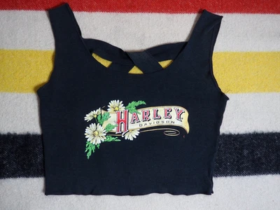 Camiseta sin mangas corta de colección años 90 Harley Davidson motociclista punk grunge negra descolorida Tacoma S Foto 1 de 4