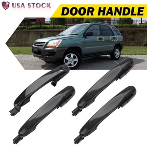Set of 4 Exterior Outside Door Handle Black Front Rear For 2005-10 Kia Sportage - Picture 1 of 12