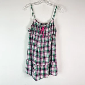 Vestido Solero Victoria’s Secret Para Mujer Sin Mangas Verde A Cuadros Rosa Talla M - Imagen 1 de 4