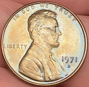 1971-D Lincoln Memorial Penny Beautiful Brilliant Toned Coin #13 - Picture 1 of 12