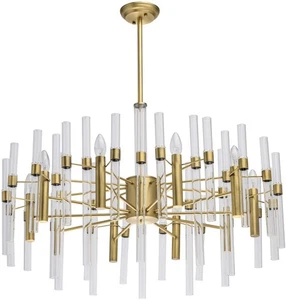 MW-Light Modern Ceiling Pendant Chandelier 10 Light Glass Gold Brass - Picture 1 of 9