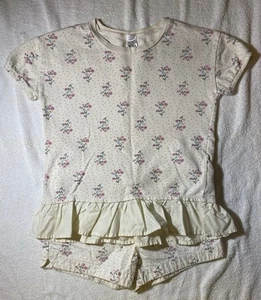 Carters Kid Girls Crème Floral Short Set Size 10 And 8 - Picture 1 of 8