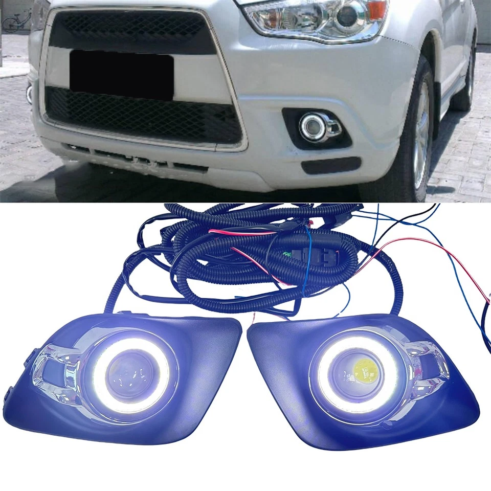 Lámpara antiniebla LED DRL halo ojo de ángel COB para Mitsubishi Outlander Sport ASX RVR 10-12 Foto 1 de 4