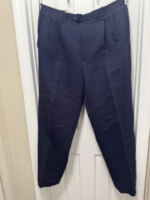 Cherokee Navy Blue 40/32 Rayon & Polyester Khaki Pants Pleated Crease - Image 1 of 4