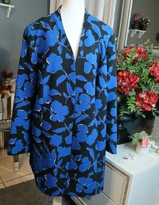 Chaqueta Kasper de corte largo azul real bolsillos delanteros abiertos para mujer talla 14W - Imagen 1 de 9