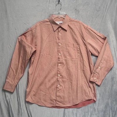 Camisa masculina Perry Ellis Portfolio 17 34/35 rosa botão manga longa bolso - Imagem 1 de 4