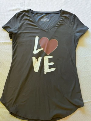 Camiseta Top No Boundaries Mujer Damas Gris Básica Informal Gráfico “Love” Talla S Foto 1 de 4