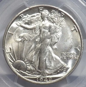 1942-S Liberty Walking Half Dollar PCG MS 64 sehr weiß KOSTENLOSER VERSAND - Bild 1 von 4