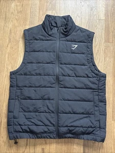 Gymshark Vest Mens Medium Black Puffer Quilted Full Zip Insulated - Picture 1 of 8