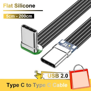Type C to Type C Cable Flat Silicone PD Fast Charger Cable USB-C Lead for DIY - Photo 1 sur 15
