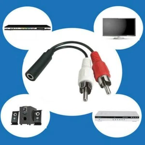 New 3.5mm Audio Jack Female To 2 x Phono RCA Male Stereo Lead Cable Connect K7M2 - Picture 1 of 11