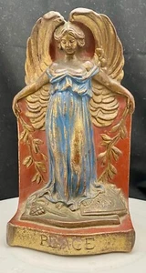 SALVATORE MORANI ANGEL BRONZE BOOKEND FIGURE 8.5" w/ ORIGINAL PAINTING c1915 g - Picture 1 of 9