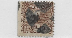 US Scott #113 used 2c brown Post Horse & Rider 1869 pictorial, fancy cancel f/vf - Picture 1 of 2