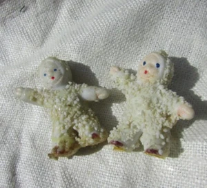 Antique Snow Baby Bisque Doll Miniature Lot Two Snowbabies Open Arms Figurine - Picture 1 of 12
