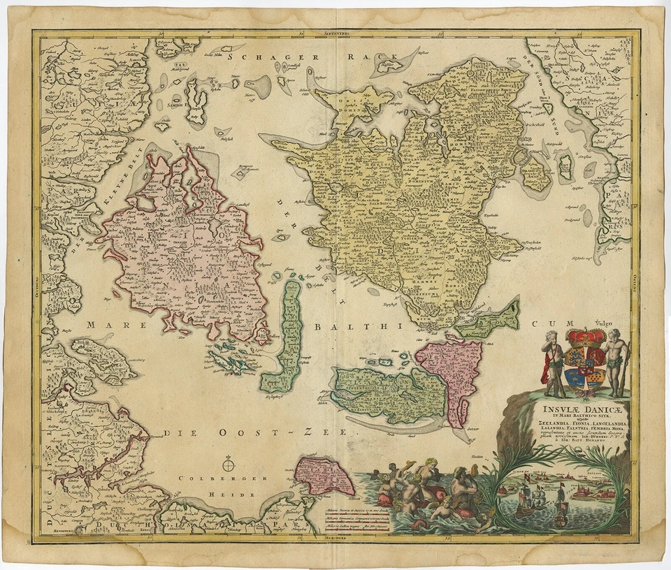 Antique Map of the Islands of Denmark by Homann Heirs (1720) Foto 1 de 1