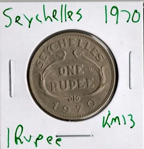 Moneda Seychelles (Colonia Corona Británica) 1 Rupia 1970 KM13, baja acuñación - Imagen 1 de 4