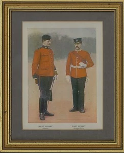 Framed Plate from Book: West Surrey (Adjutant) and East Surrey (Sergeant-Major) - Picture 1 of 4